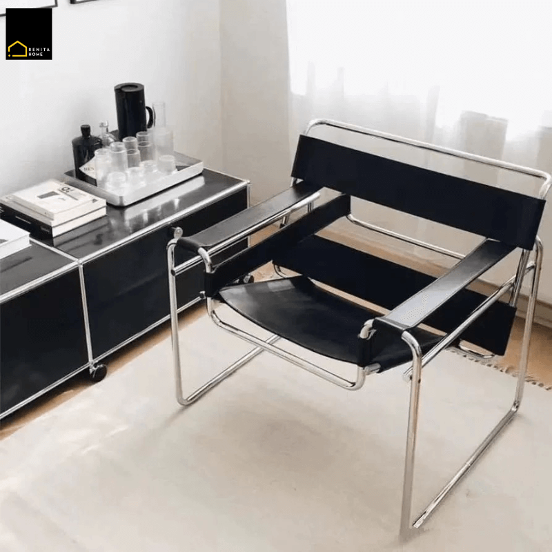 เก้าอี้อเนกประสงค์ RENITA HOME รุ่น KEVIN CHAIR สีดำโครงเหล็ก เบาะหนัง PU